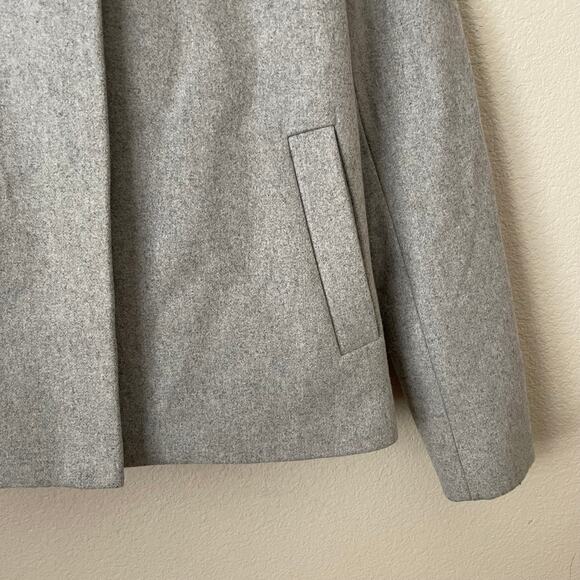 J. Crew Jacket Womens Size 6 Gray Melton Wool Full Zip Hooded Pea Coat Preppy - Picture 6 of 13